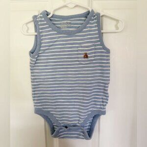 GAP Blue & White Striped Baby Boy Bodysuit w/ Bear - Size 12- 18 months